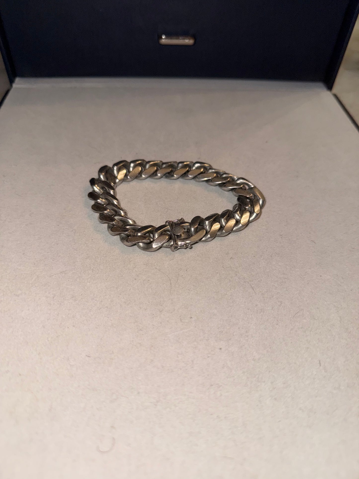 Solid silver/rhodium Cuban link bracelet 12mm...