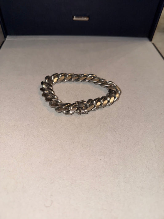 Solid silver/rhodium Cuban link bracelet 12mm...